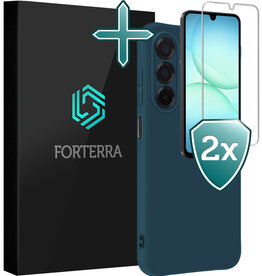 Forterra Forterra Samsung Galaxy A17 Hoesje Siliconen Met 2x Screenprotector - Donkerblauw