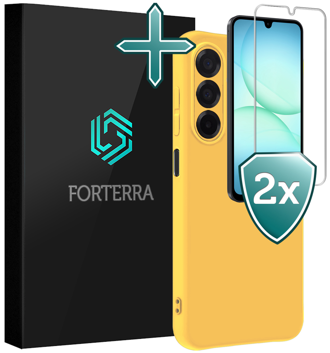 Forterra Forterra Samsung Galaxy A17 Hoesje Siliconen Met 2x Screenprotector - Geel