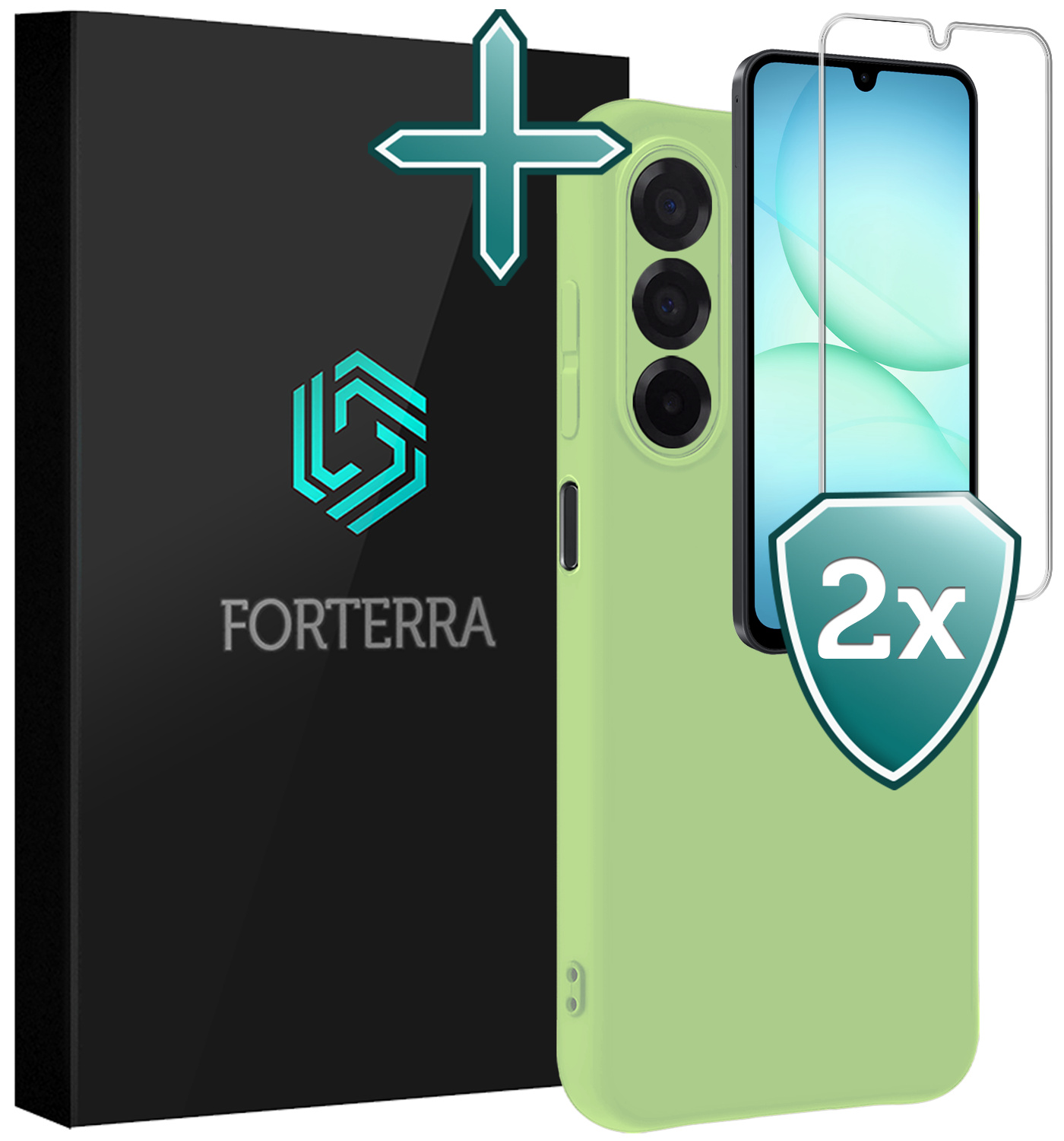 Forterra Forterra Samsung Galaxy A17 Hoesje Siliconen Met 2x Screenprotector - Groen