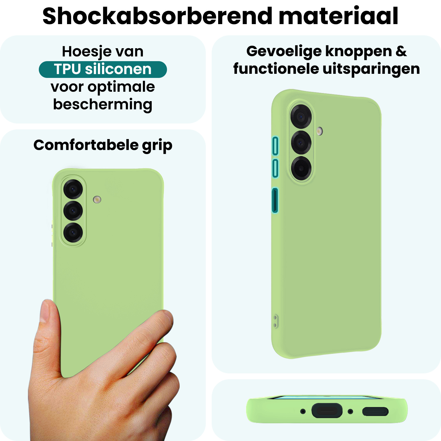 Forterra Forterra Samsung Galaxy A17 Hoesje Siliconen Met 2x Screenprotector - Groen