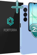 Forterra Forterra Samsung Galaxy A17 Hoesje Siliconen Met 2x Screenprotector - Lichtblauw