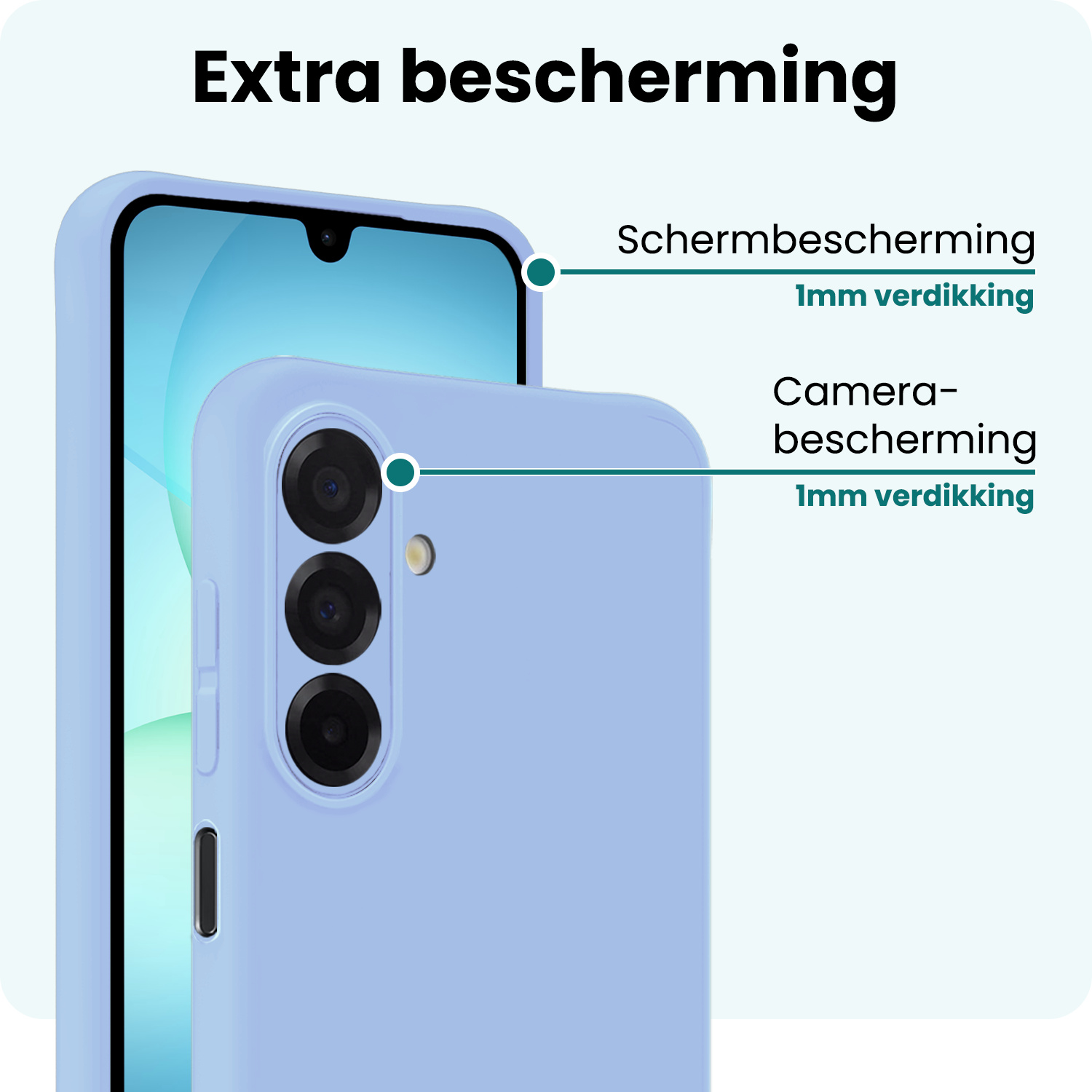 Forterra Forterra Samsung Galaxy A17 Hoesje Siliconen Met 2x Screenprotector - Lichtblauw