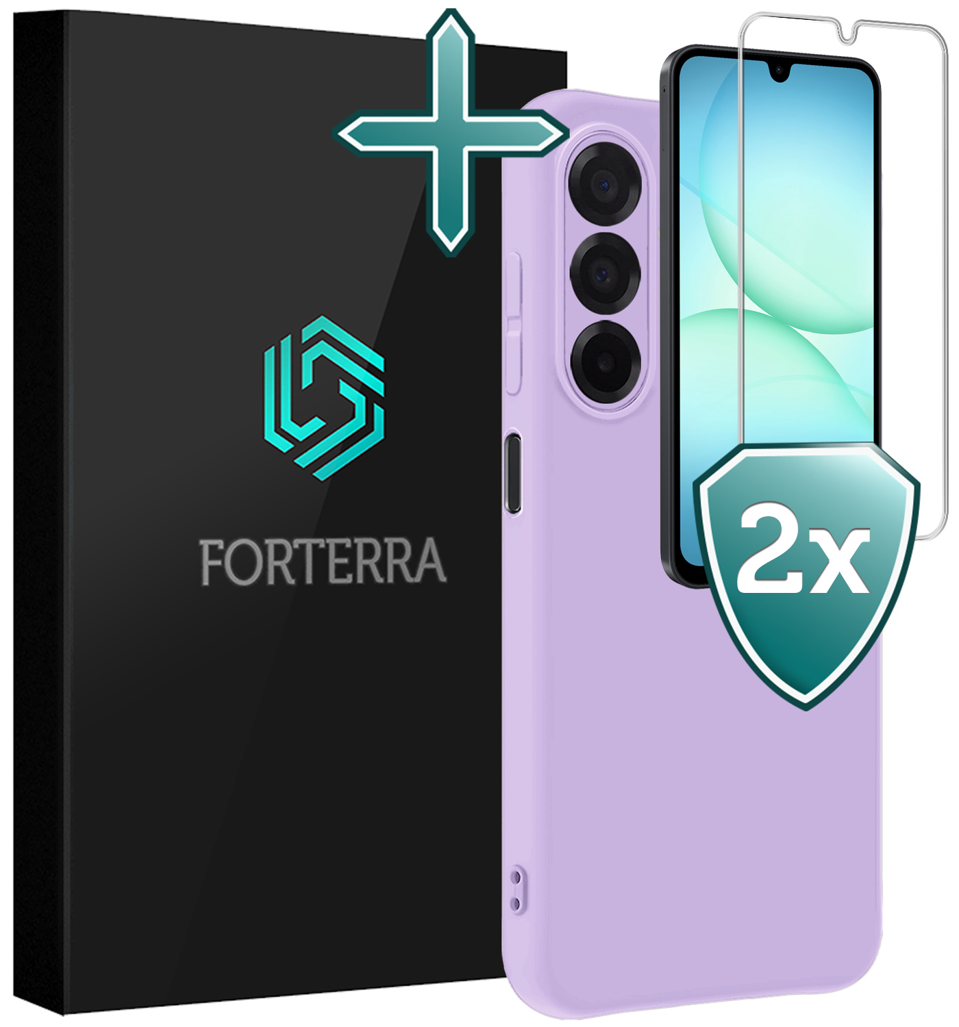 Forterra Forterra Samsung Galaxy A17 Hoesje Siliconen Met 2x Screenprotector - Lila