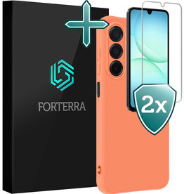 Forterra Forterra Samsung Galaxy A17 Hoesje Siliconen Met 2x Screenprotector - Perzik