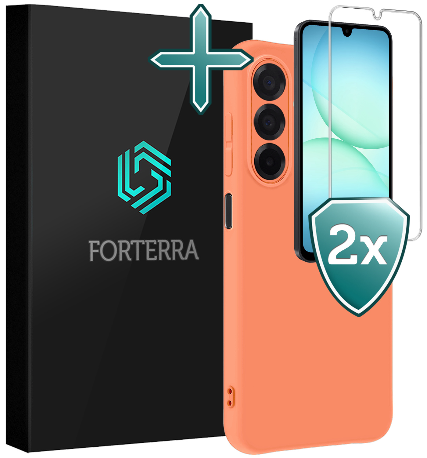 Forterra Forterra Samsung Galaxy A17 Hoesje Siliconen Met 2x Screenprotector - Perzik