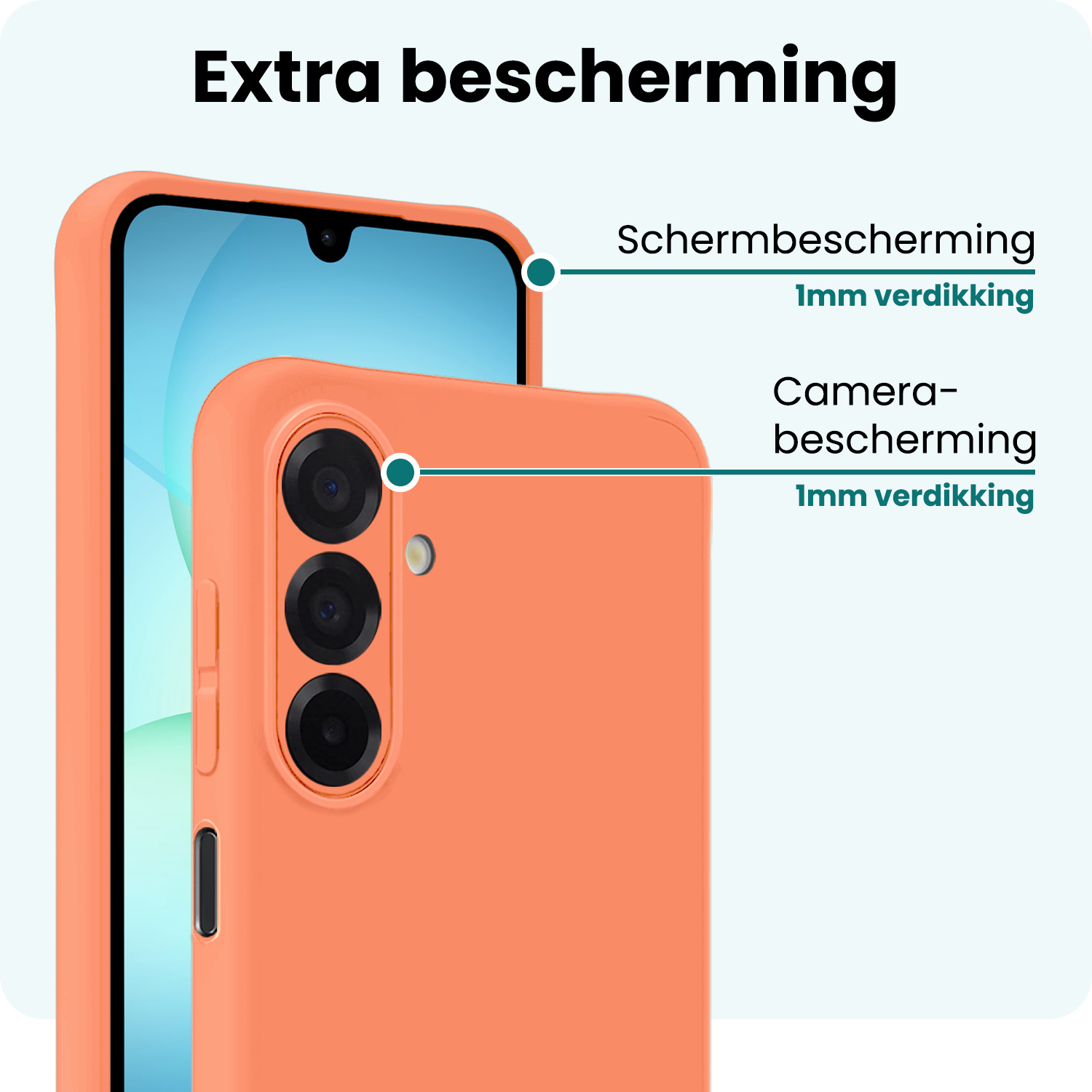 Forterra Forterra Samsung Galaxy A17 Hoesje Siliconen Met 2x Screenprotector - Perzik