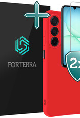 Forterra Forterra Samsung Galaxy A17 Hoesje Siliconen Met 2x Screenprotector - Rood
