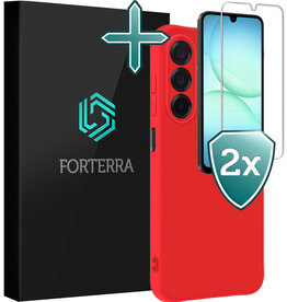 Forterra Forterra Samsung Galaxy A17 Hoesje Siliconen Met 2x Screenprotector - Rood