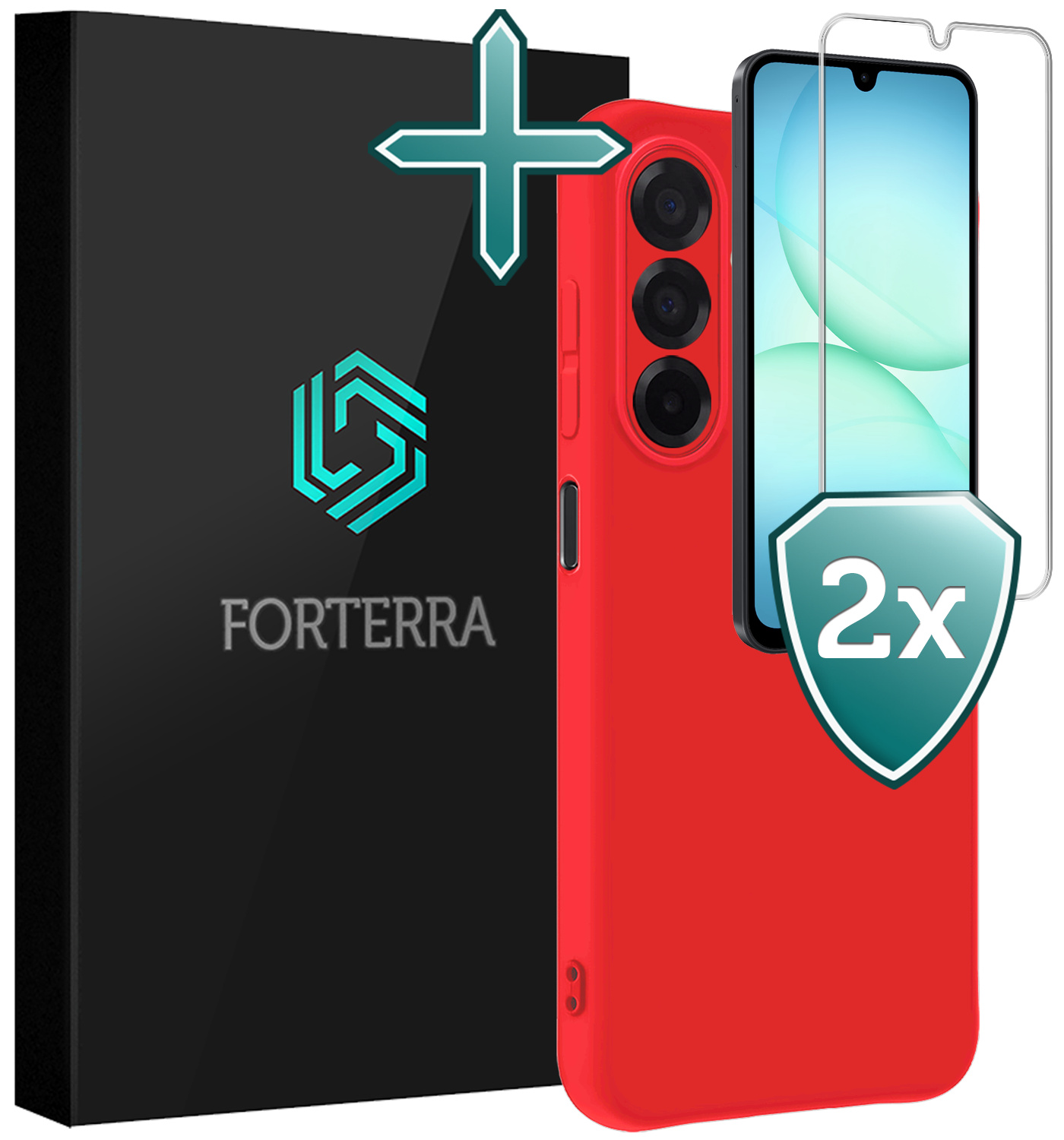 Forterra Forterra Samsung Galaxy A17 Hoesje Siliconen Met 2x Screenprotector - Rood