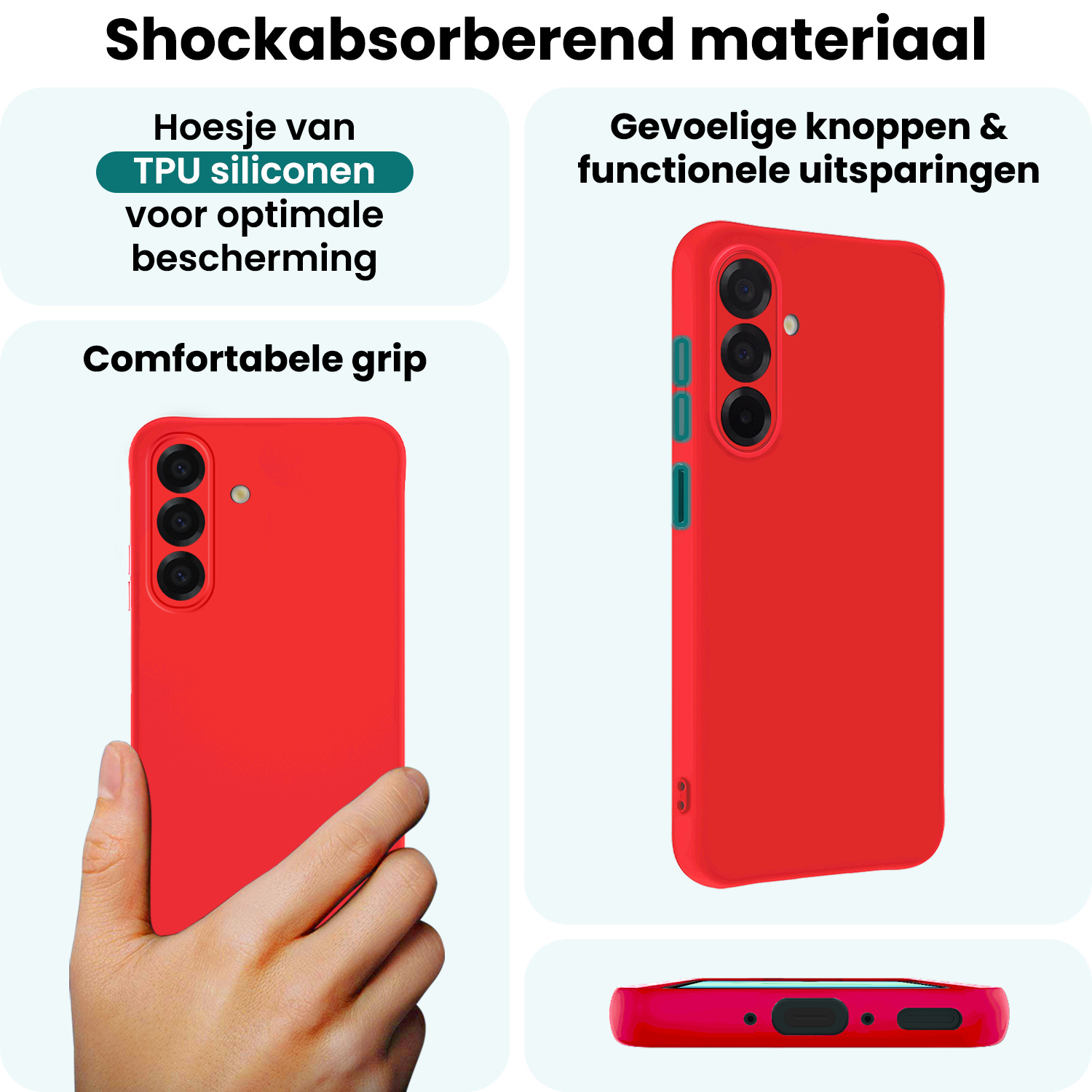 Forterra Forterra Samsung Galaxy A17 Hoesje Siliconen Met 2x Screenprotector - Rood