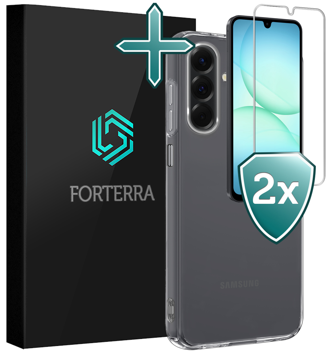 Forterra Forterra Samsung Galaxy A17 Hoesje Siliconen Met 2x Screenprotector - Transparant