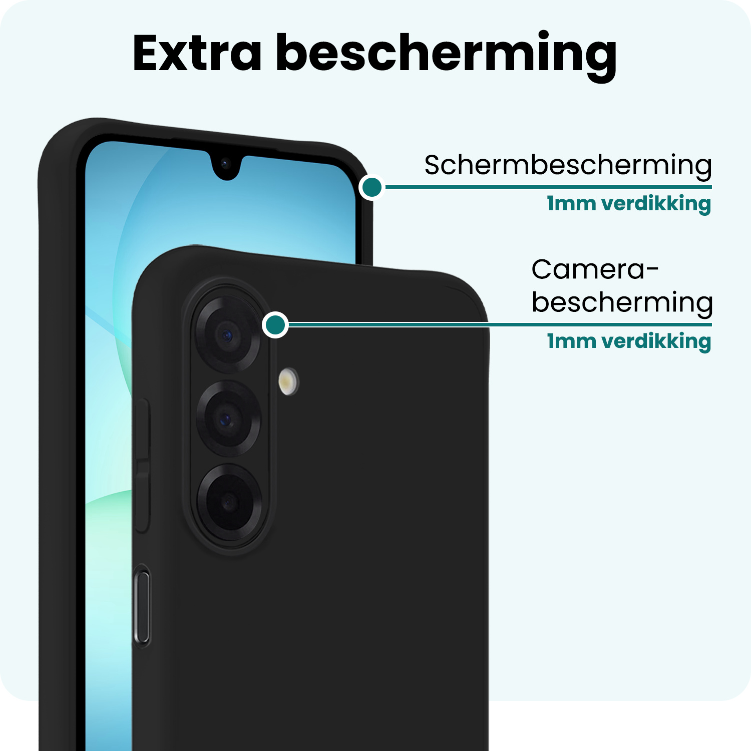 Forterra Forterra Samsung Galaxy A17 Hoesje Siliconen Met 2x Screenprotector - Zwart