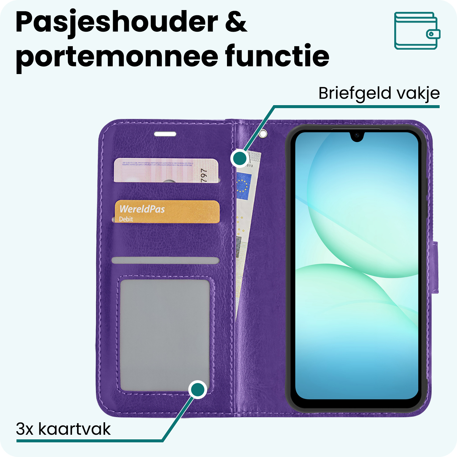Forterra Forterra Samsung Galaxy A17 Hoesje Bookcase - Paars