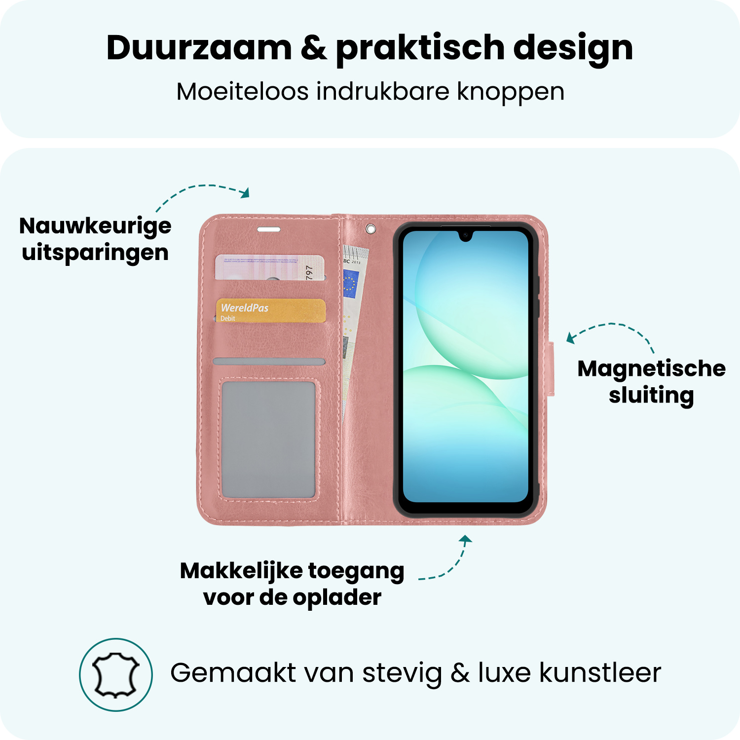 Forterra Forterra Samsung Galaxy A17 Hoesje Bookcase - Rose Goud