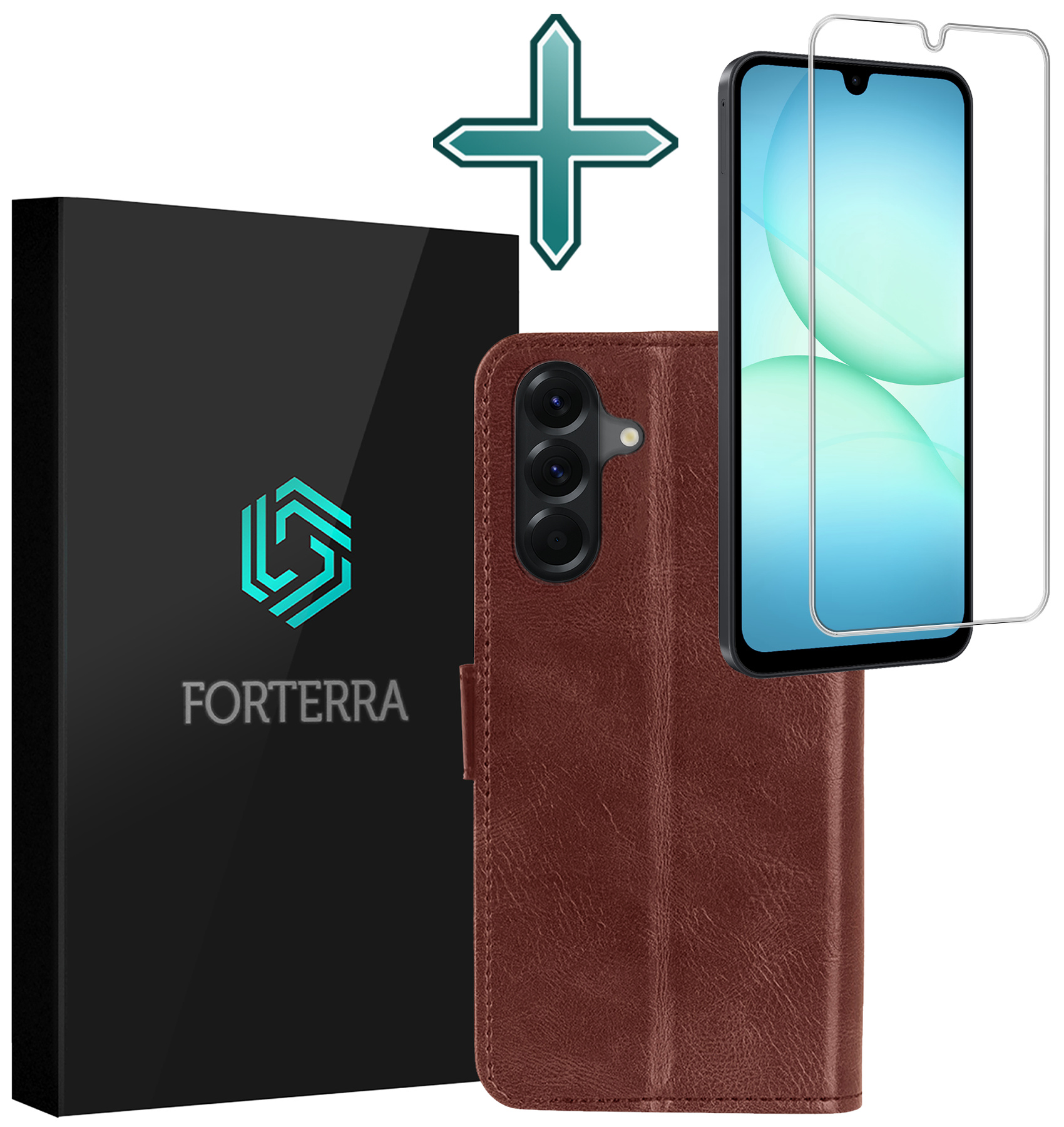 Forterra Forterra Samsung Galaxy A17 Hoesje Bookcase Met Screenprotector - Bruin