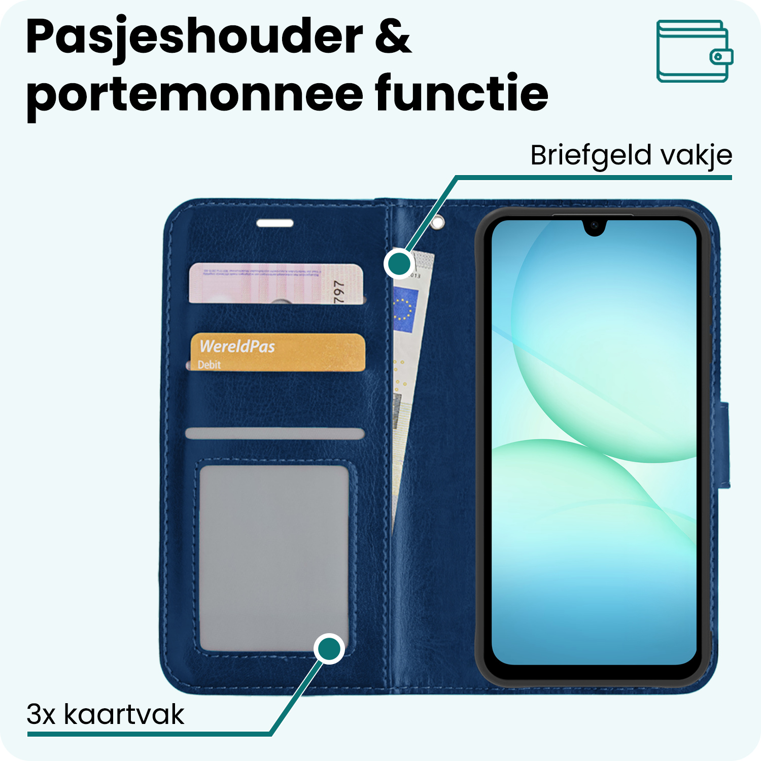 Forterra Forterra Samsung Galaxy A17 Hoesje Bookcase Met Screenprotector - Donkerblauw