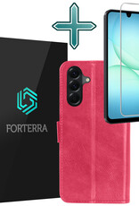 Forterra Forterra Samsung Galaxy A17 Hoesje Bookcase Met Screenprotector - Donkerroze