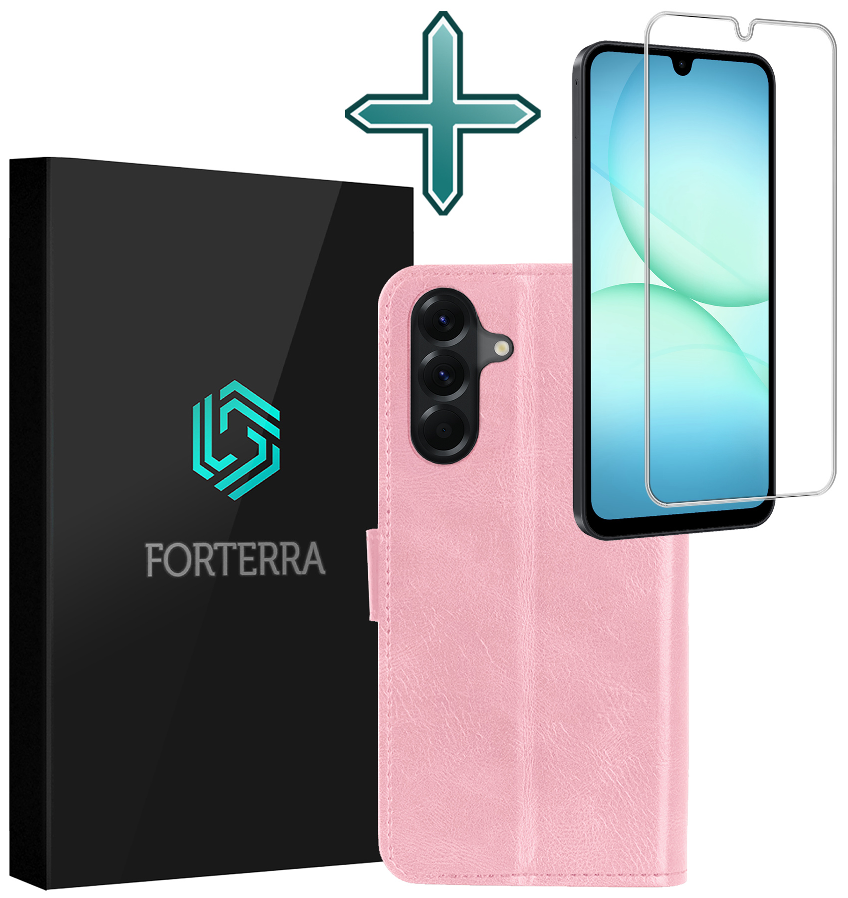 Forterra Forterra Samsung Galaxy A17 Hoesje Bookcase Met Screenprotector - Lichtroze