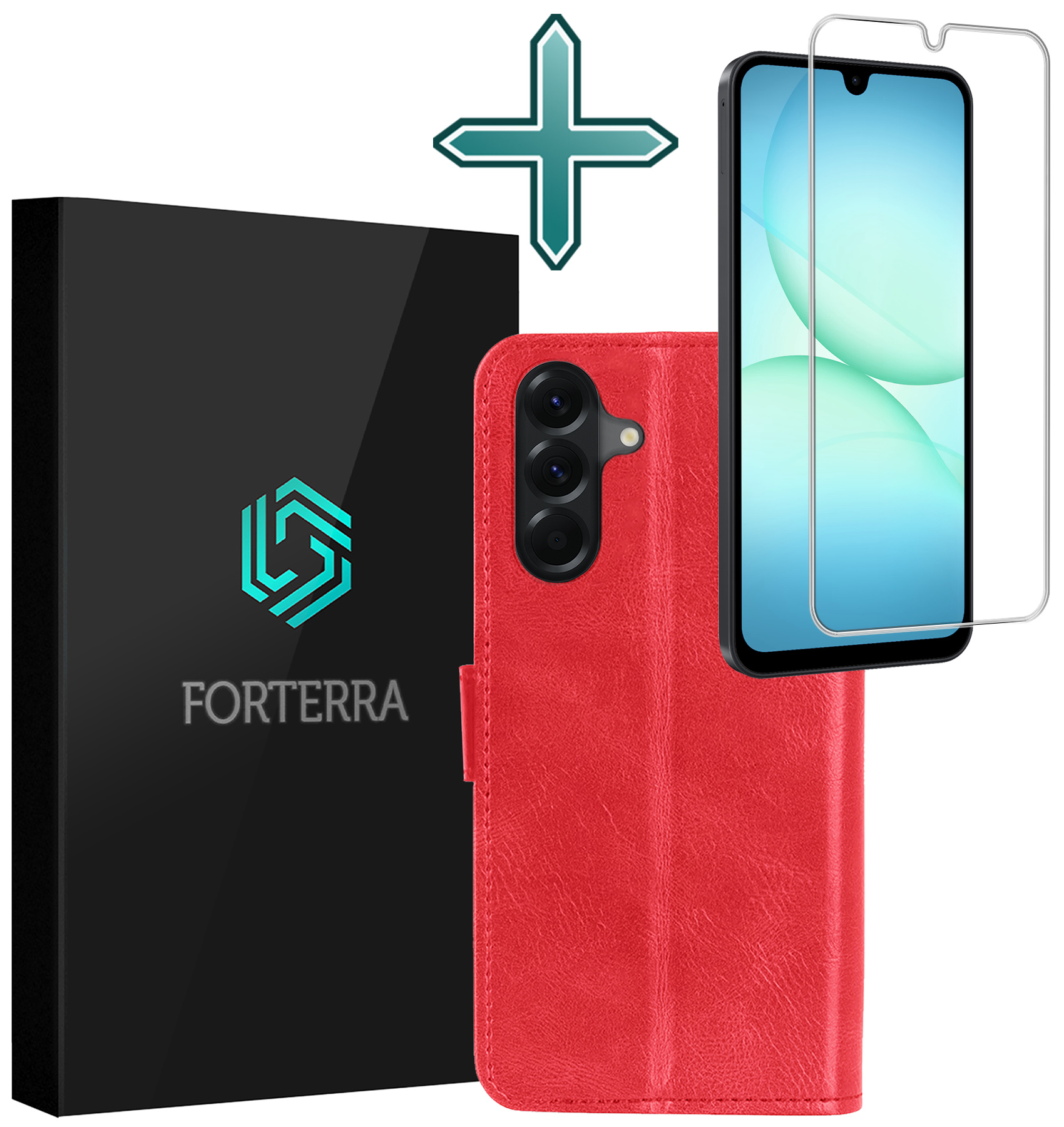 Forterra Forterra Samsung Galaxy A17 Hoesje Bookcase Met Screenprotector - Rood