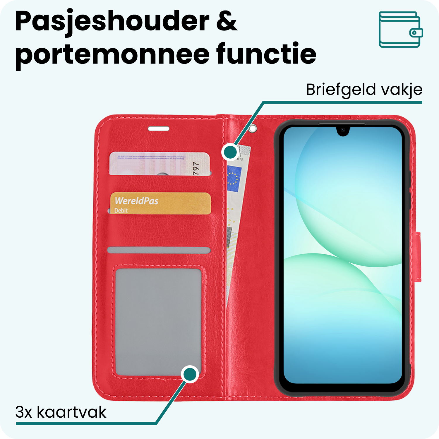 Forterra Forterra Samsung Galaxy A17 Hoesje Bookcase Met Screenprotector - Rood