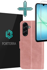 Forterra Forterra Samsung Galaxy A17 Hoesje Bookcase Met Screenprotector - Rose Goud