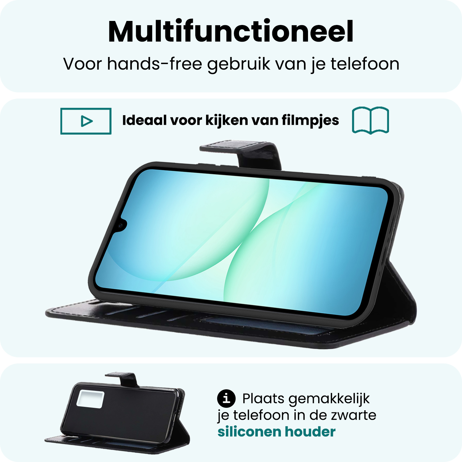 Forterra Forterra Samsung Galaxy A17 Hoesje Bookcase Met Screenprotector - Zwart