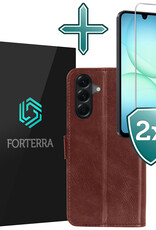 Forterra Forterra Samsung Galaxy A17 Hoesje Bookcase Met 2x Screenprotector - Bruin
