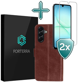 Forterra Forterra Samsung Galaxy A17 Hoesje Bookcase Met 2x Screenprotector - Bruin
