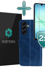 Forterra Forterra Samsung Galaxy A17 Hoesje Bookcase Met 2x Screenprotector - Donkerblauw