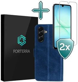 Forterra Forterra Samsung Galaxy A17 Hoesje Bookcase Met 2x Screenprotector - Donkerblauw