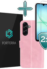 Forterra Forterra Samsung Galaxy A17 Hoesje Bookcase Met 2x Screenprotector - Lichtroze