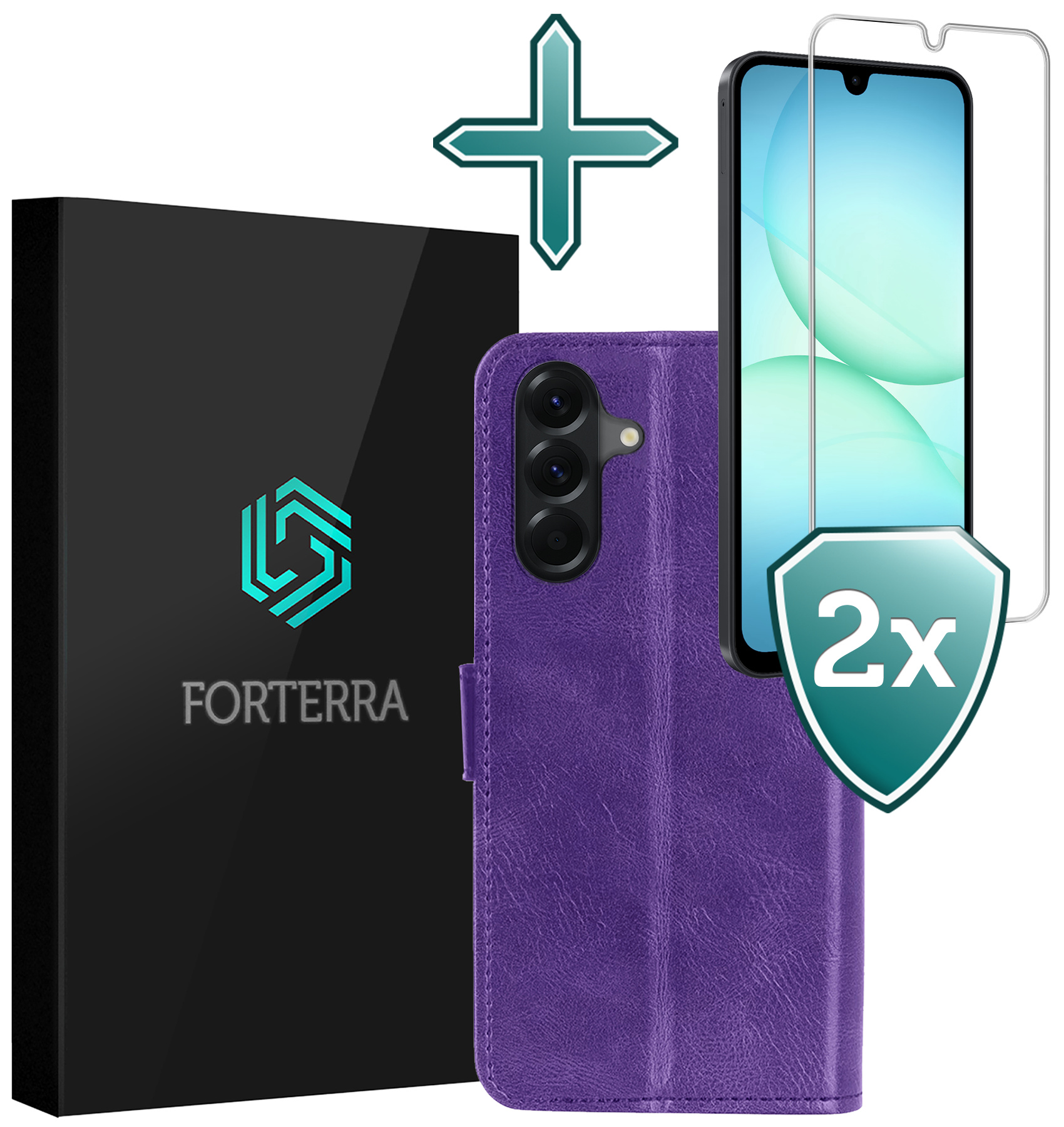 Forterra Forterra Samsung Galaxy A17 Hoesje Bookcase Met 2x Screenprotector - Paars