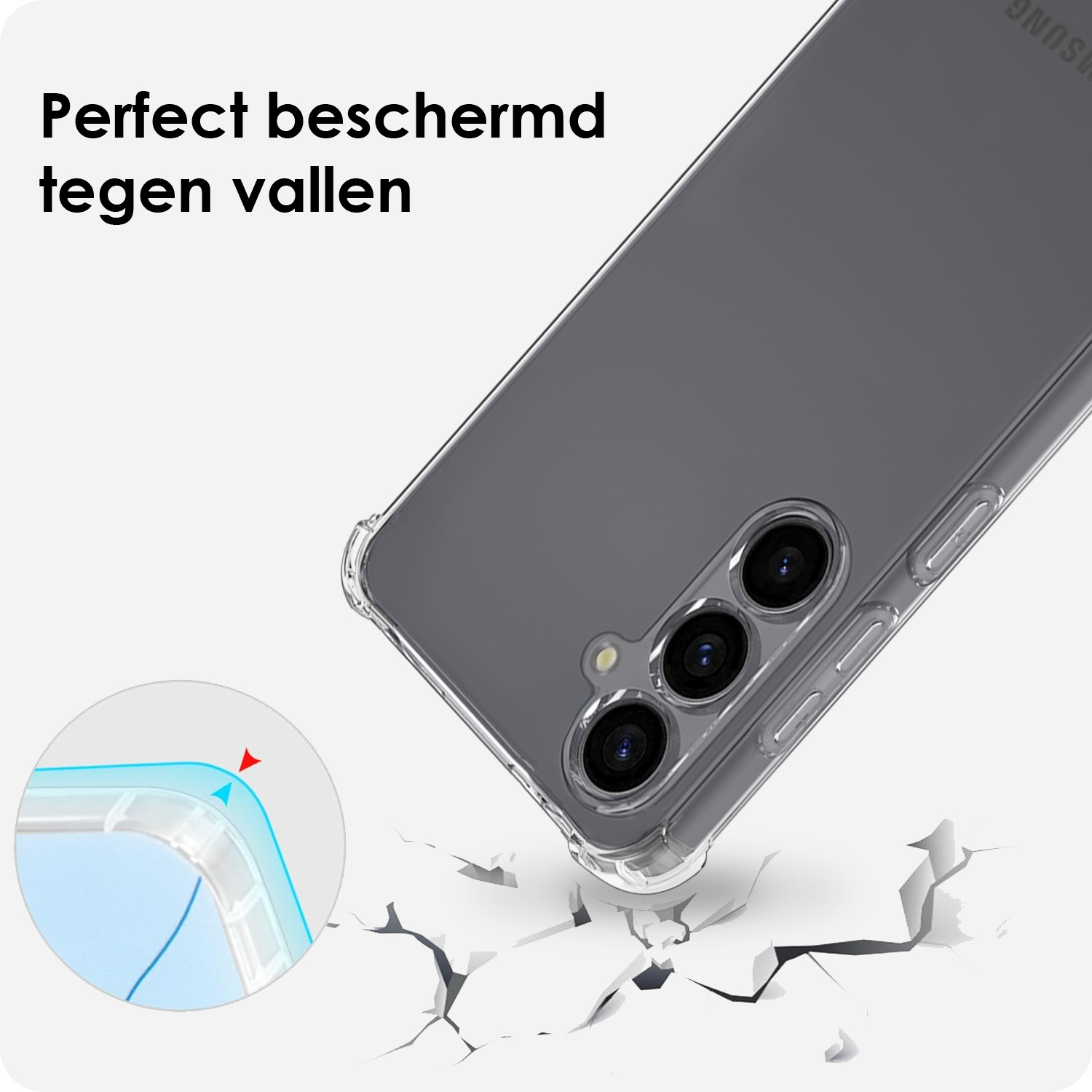 BASEY. BASEY. Samsung Galaxy S25 FE Hoesje Transparant Shockproof Met Zwart Koord