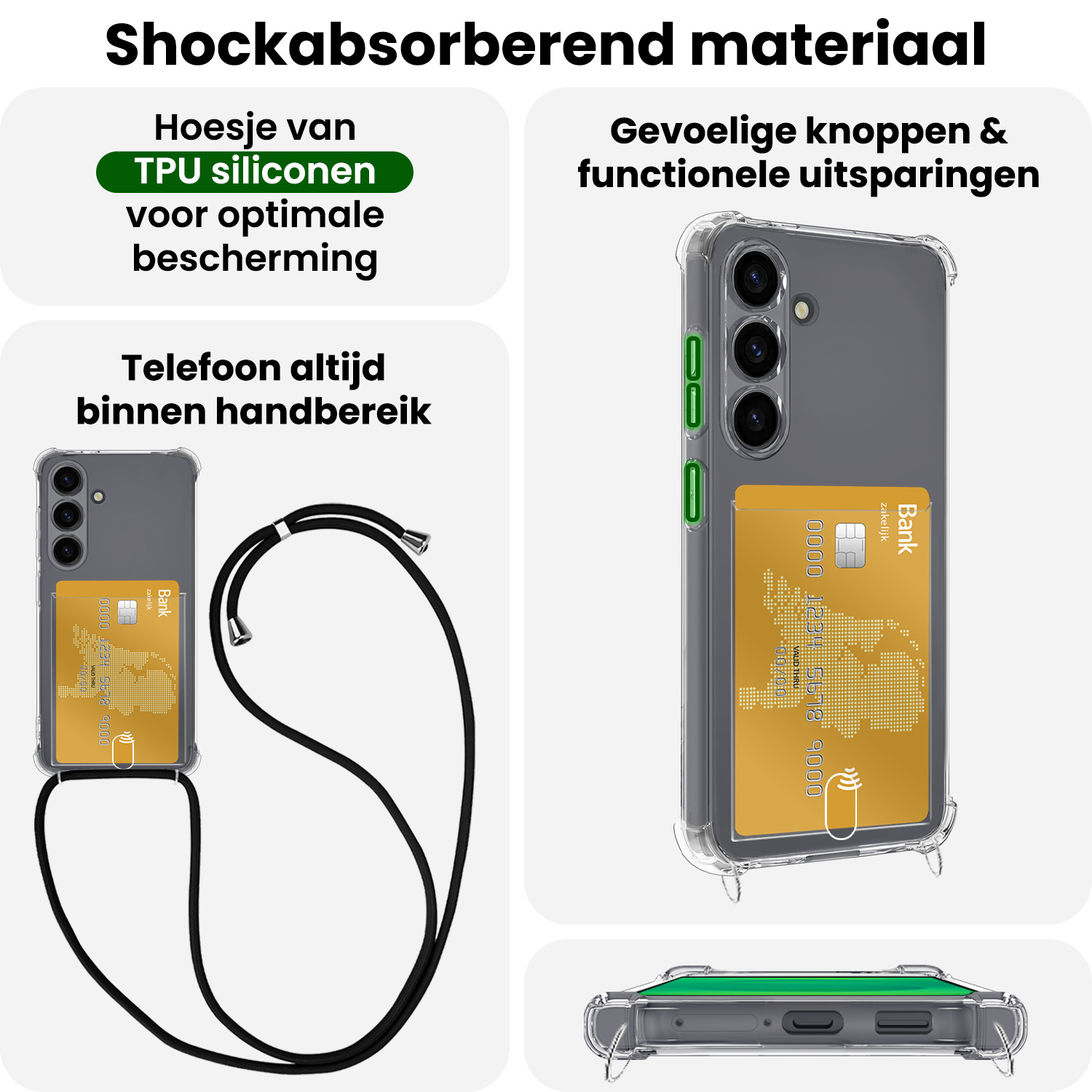 BASEY. BASEY. Samsung Galaxy S25 FE Hoesje Pashouder met Koord Met Screenprotector