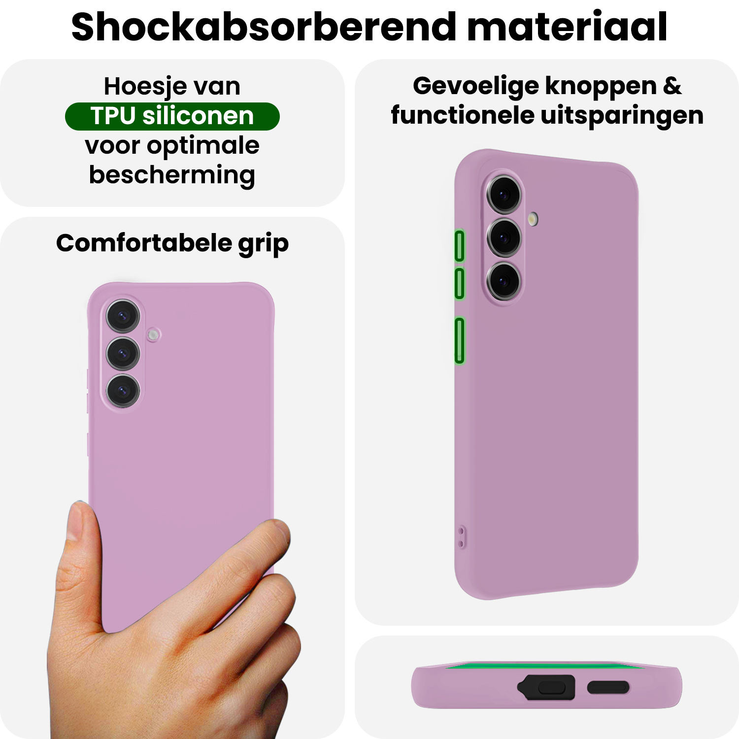 BASEY. BASEY. Samsung Galaxy S25 FE Hoesje Siliconen Met 2x Screenprotector - Lila