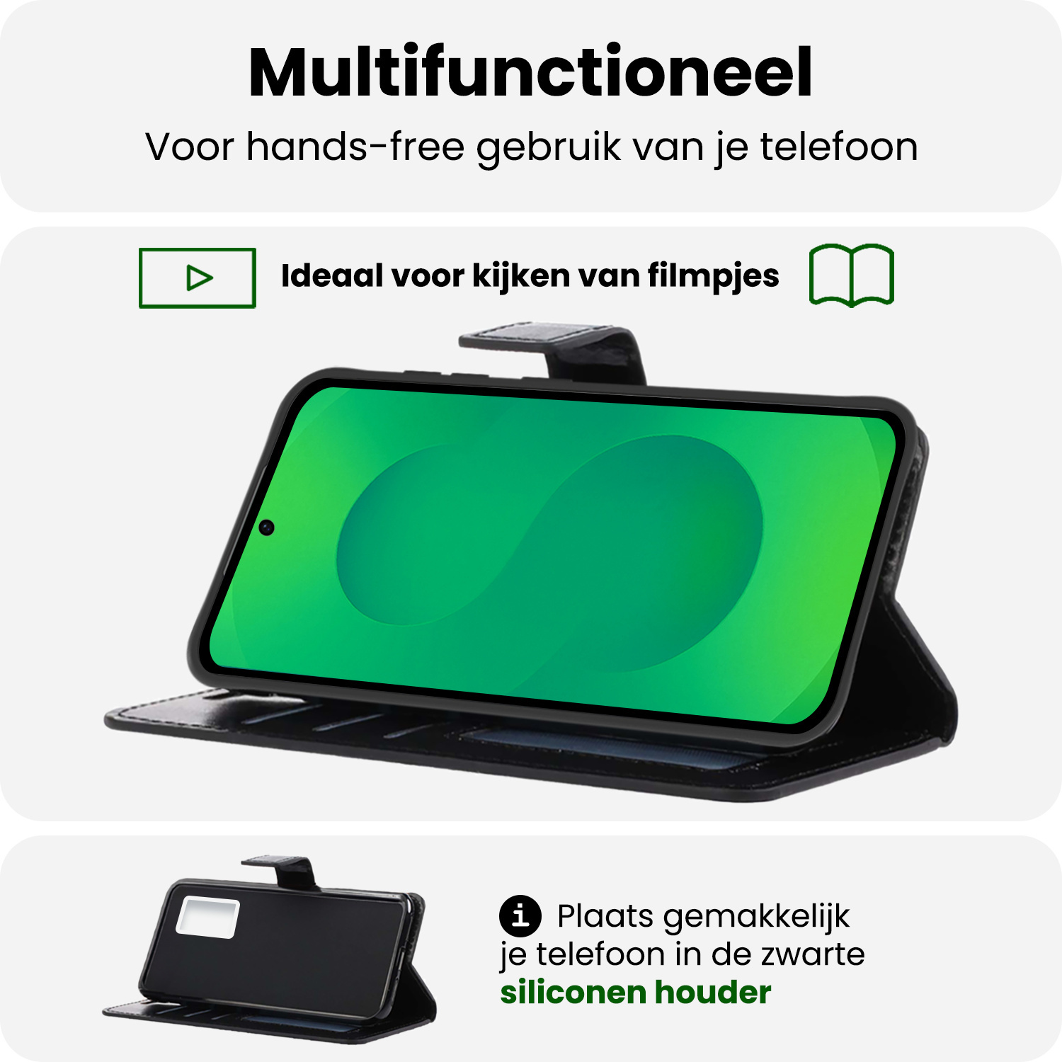 BASEY. BASEY. Samsung Galaxy S25 FE Hoesje Bookcase Met 2x Screenprotector - Zwart