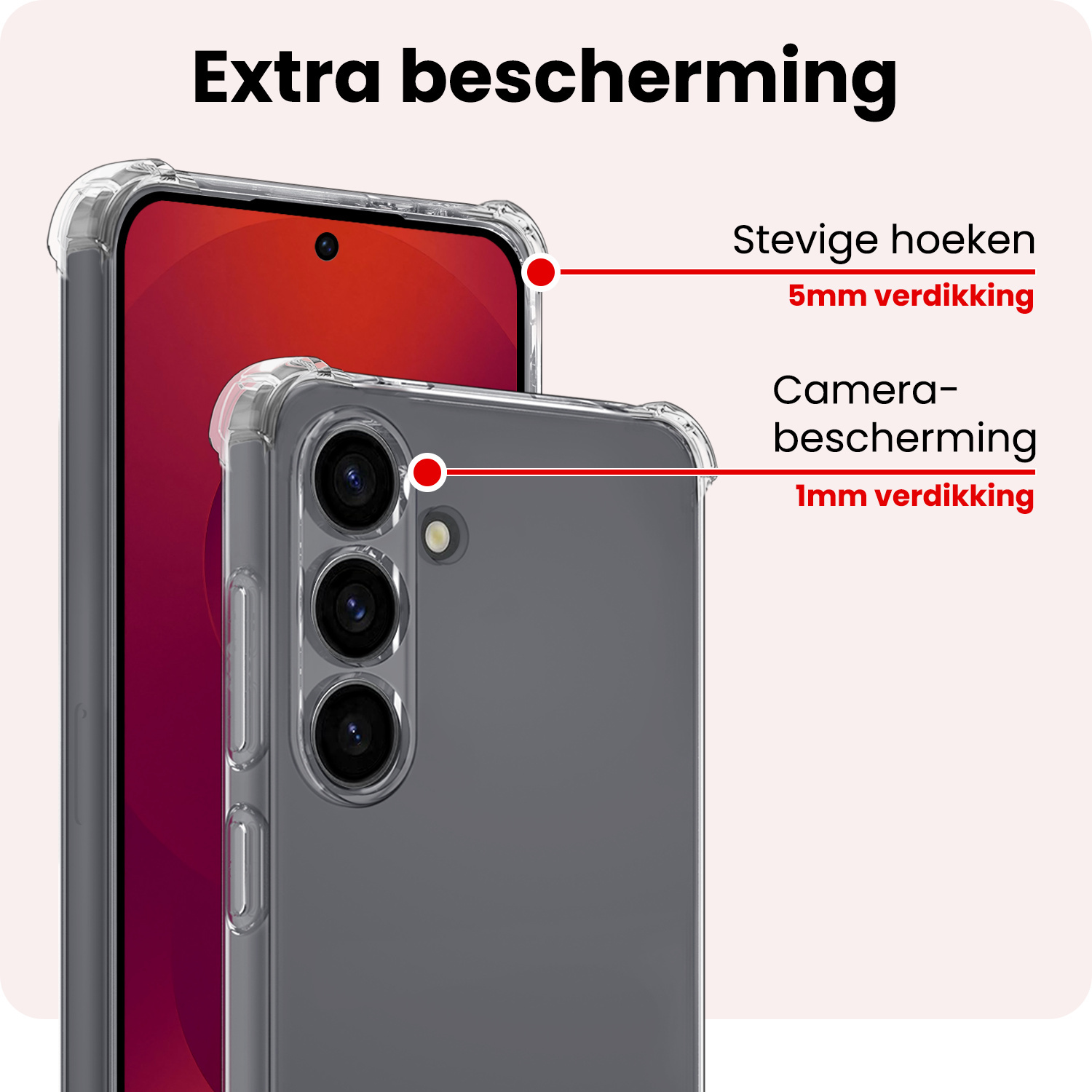 NoXx NoXx Samsung Galaxy S25 FE Hoesje Shockproof Met 2x Screenprotector