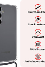 NoXx NoXx Samsung Galaxy S25 FE Hoesje Transparant Shockproof Met Zwart Koord