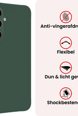 NoXx NoXx Samsung Galaxy S25 FE Hoesje Siliconen Met Screenprotector - Donkergroen