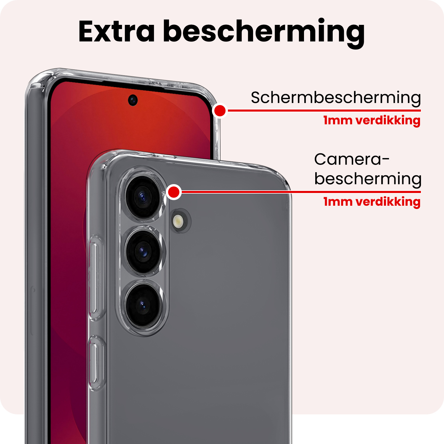 NoXx NoXx Samsung Galaxy S25 FE Hoesje Siliconen Met Screenprotector - Transparant