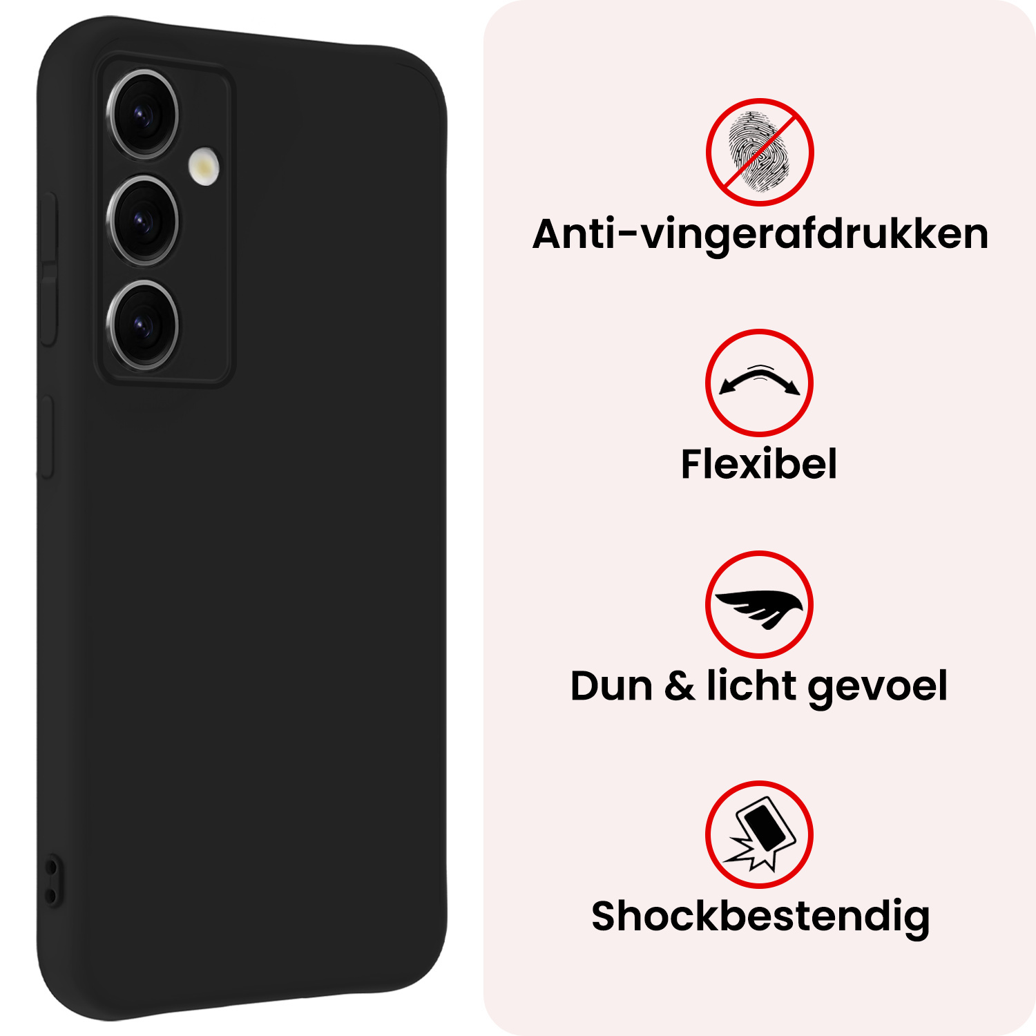NoXx NoXx Samsung Galaxy S25 FE Hoesje Siliconen Met Screenprotector - Zwart