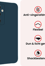 NoXx NoXx Samsung Galaxy S25 FE Hoesje Siliconen Met 2x Screenprotector - Donkerblauw