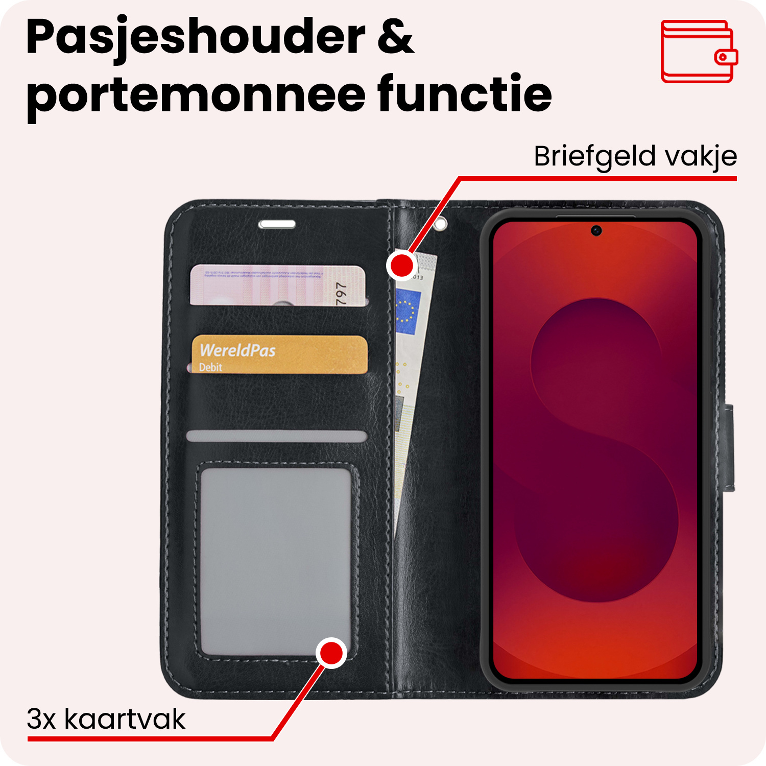 NoXx NoXx Samsung Galaxy S25 FE Hoesje Bookcase - Zwart