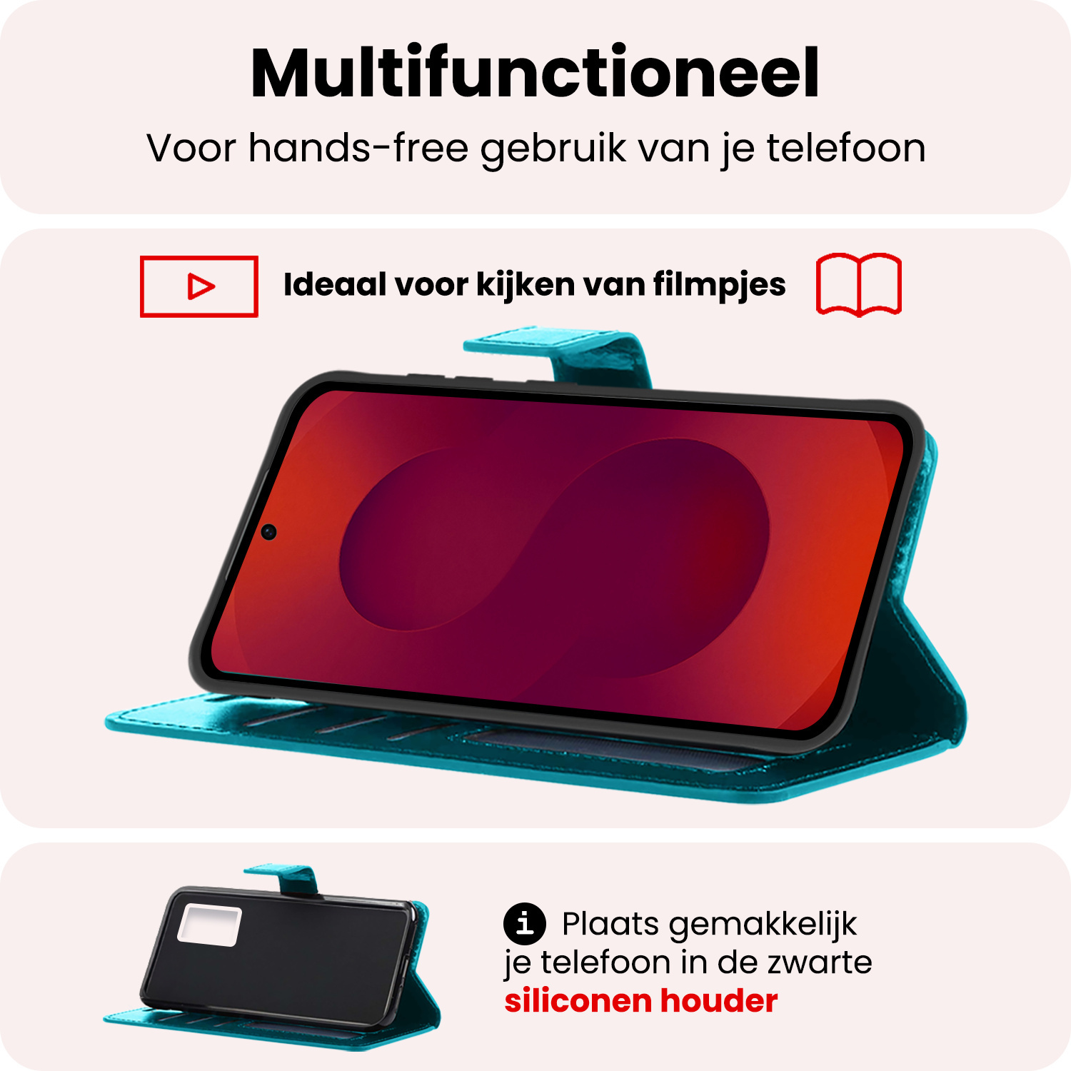 NoXx NoXx Samsung Galaxy S25 FE Hoesje Bookcase Met 2x Screenprotector - Turquoise