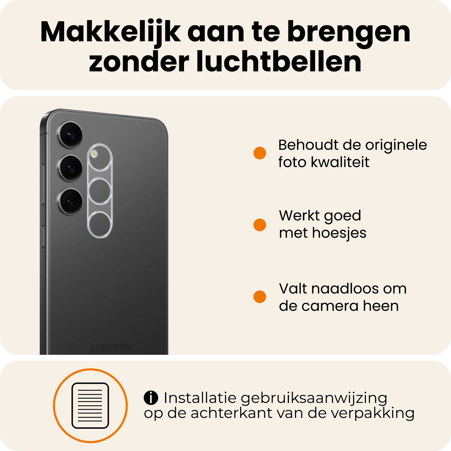 Nomfy Nomfy Samsung Galaxy S25 FE Camera Screenprotector - 3 PACK