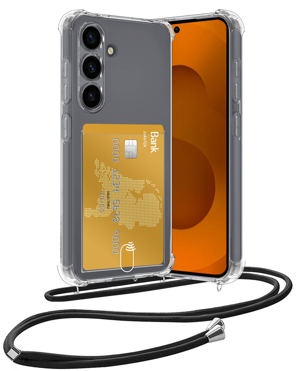 Nomfy Nomfy Samsung Galaxy S25 FE Hoesje Pashouder met Koord