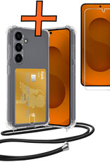 Nomfy Nomfy Samsung Galaxy S25 FE Hoesje Pashouder met Koord Met Screenprotector