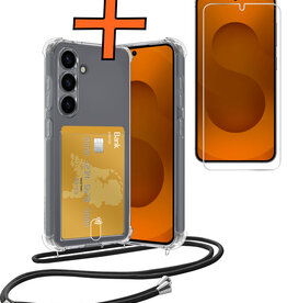 Nomfy Nomfy Samsung Galaxy S25 FE Hoesje Pashouder met Koord Met Screenprotector