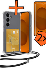 Nomfy Nomfy Samsung Galaxy S25 FE Hoesje Pashouder met Koord Met 2x Screenprotector