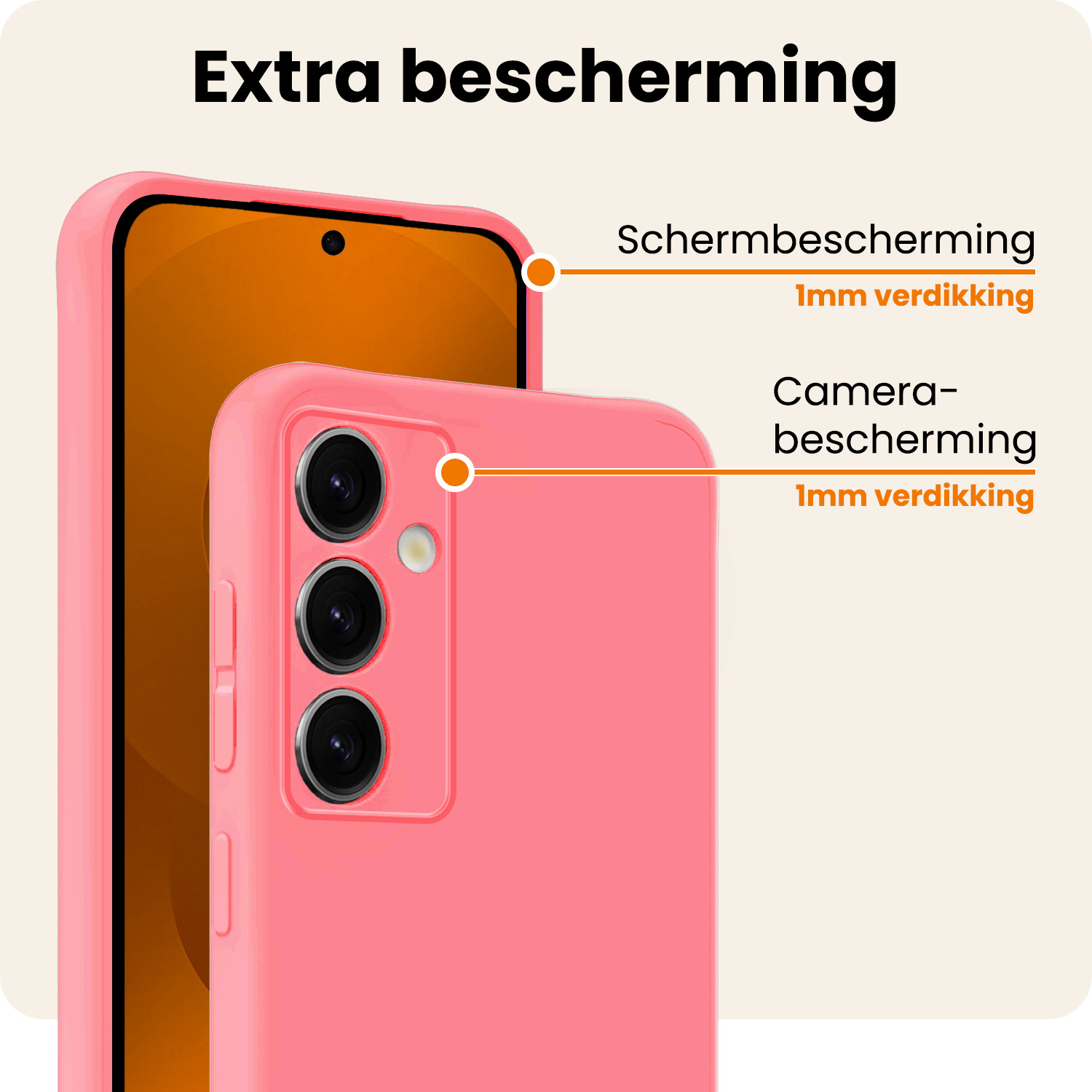 Nomfy Nomfy Samsung Galaxy S25 FE Hoesje Siliconen Met Screenprotector - Lichtroze